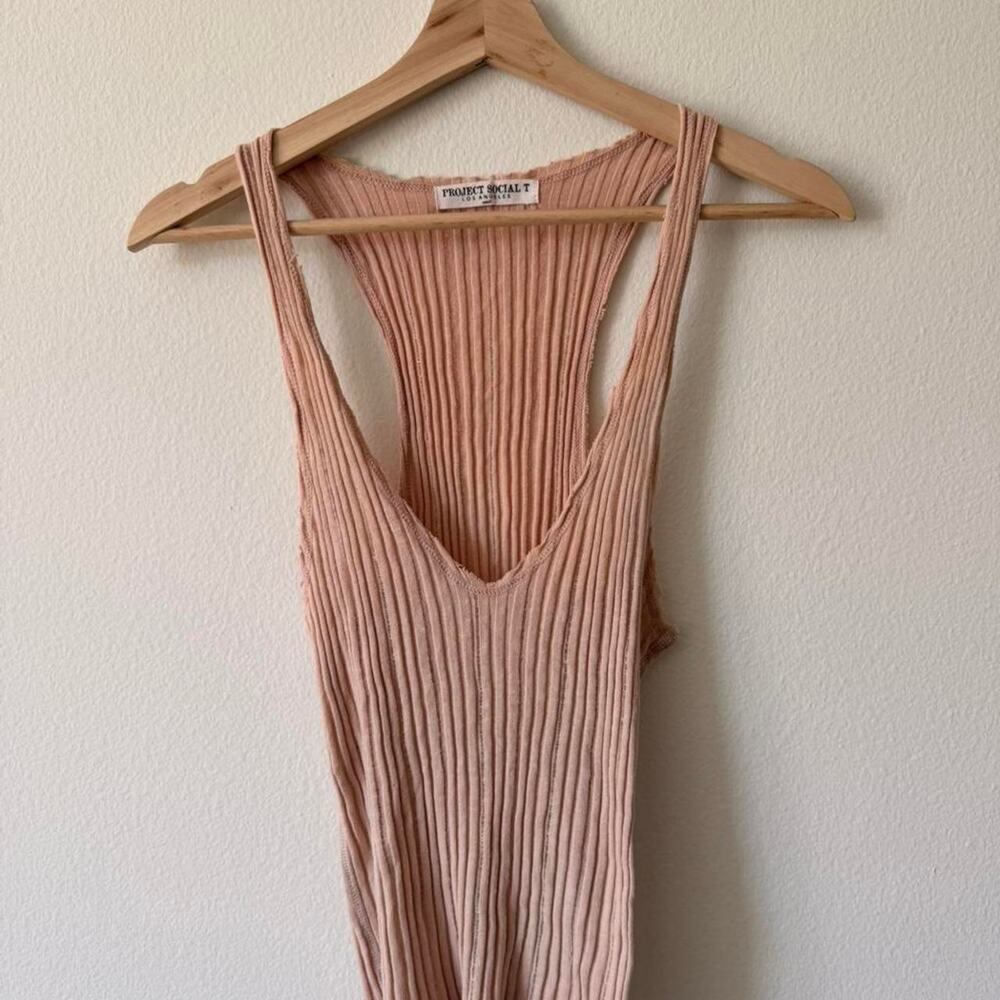Project social T ribbed peach knit tank